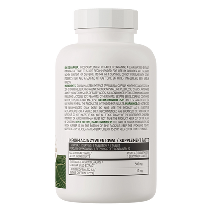 Guarana VEGE – 90 tabletten, 500 mg extract (110 mg cafeïne) | OstroVit