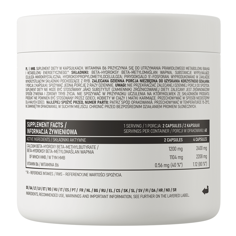 HMB 2400 mg + Vitamine B6, 120 Capsules - 60 Porties