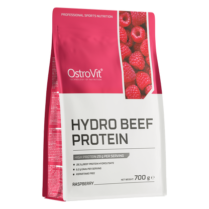 Hydro Beef Protein Framboos 700 g, 29 g Eiwit per Portie | OstroVit