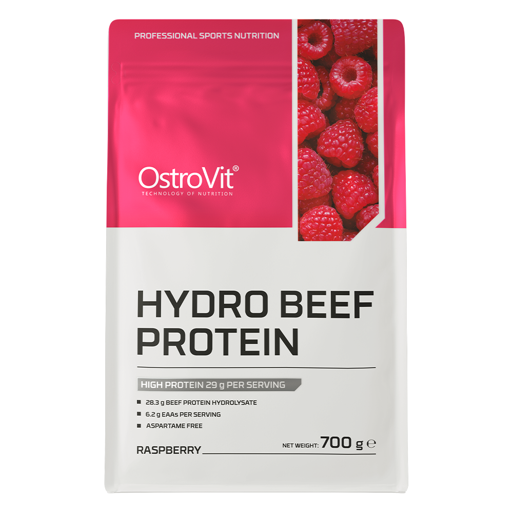 Hydro Beef Protein Framboos 700 g, 29 g Eiwit per Portie | OstroVit