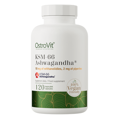 KSM-66 Ashwagandha VEGE 120 Capsules – 200 mg, 5% Withanoliden | OstroVit