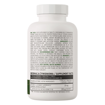 Kelp VEGE – 250 vegan tabletten, 200 µg jodium (133% RI) | OstroVit