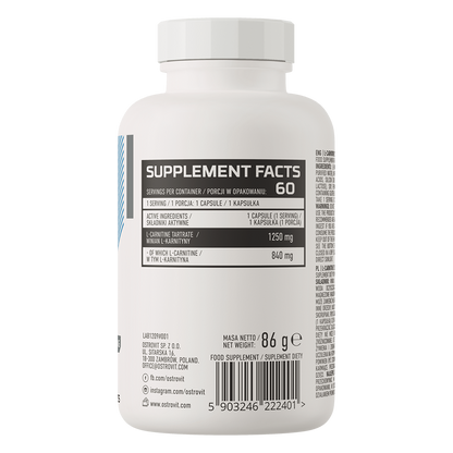 L‑Carnitine 1250 mg – 60 capsules, L‑carnitine‑tartraat | OstroVit