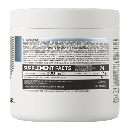 Magnesium Citrate – 200 g poeder, 378 mg Mg per portie | OstroVit