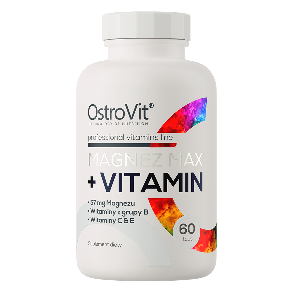 Magnesium MAX + Vitamins – 60 vegan tablets, Magnesiumcitraat + B‑complex, C & E | OstroVit