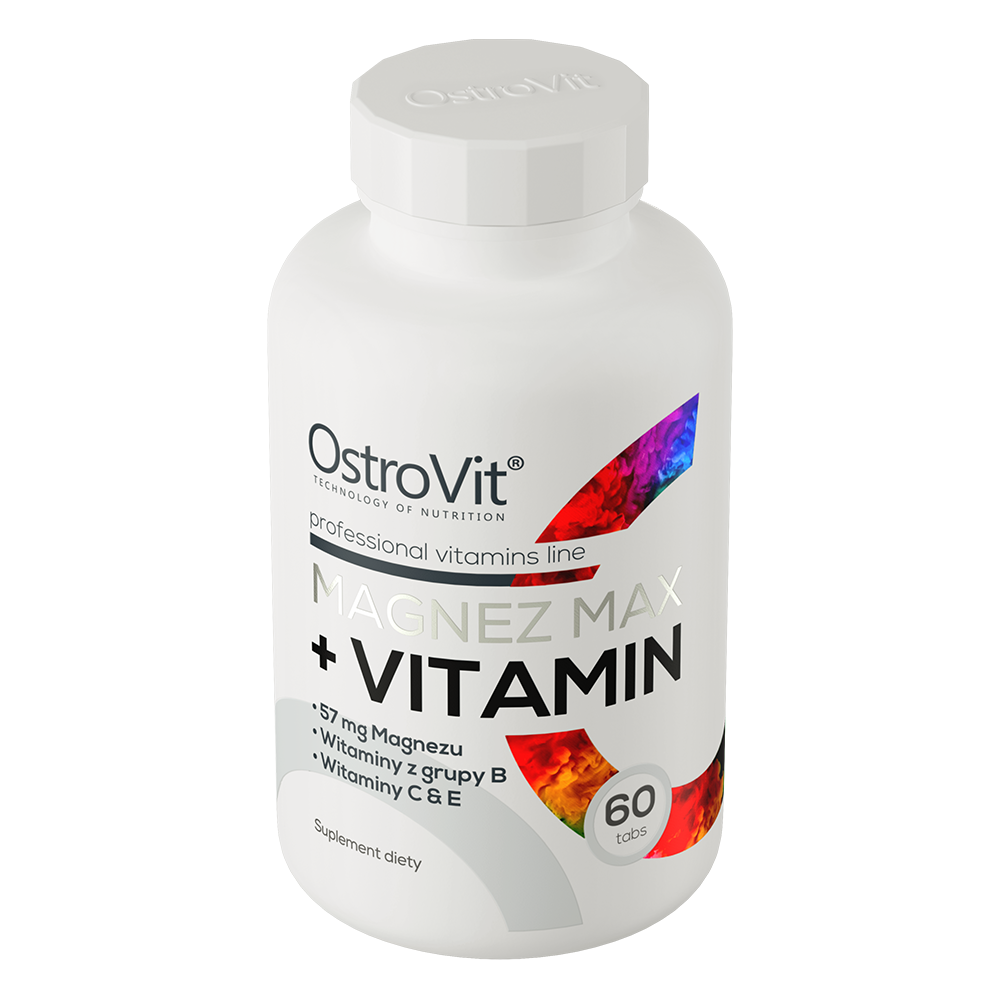 Magnesium MAX + Vitamins – 60 vegan tablets, Magnesiumcitraat + B‑complex, C & E | OstroVit