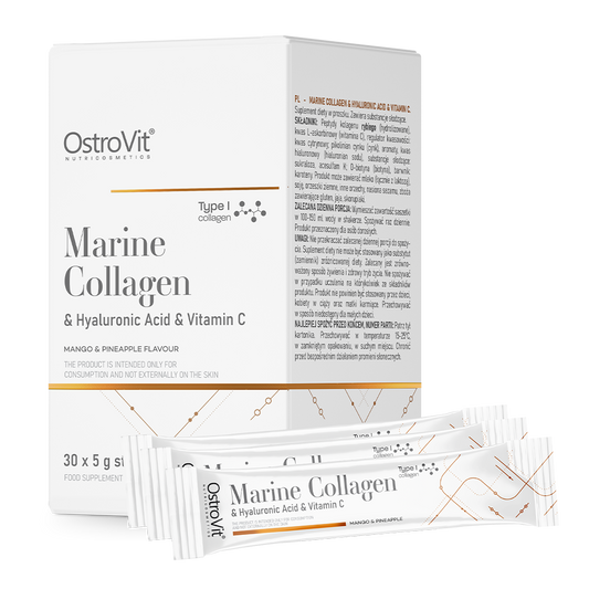 Marine Collagen + Hyaluron + Vit C – 30 sticks, Mango‑ananas | OstroVit