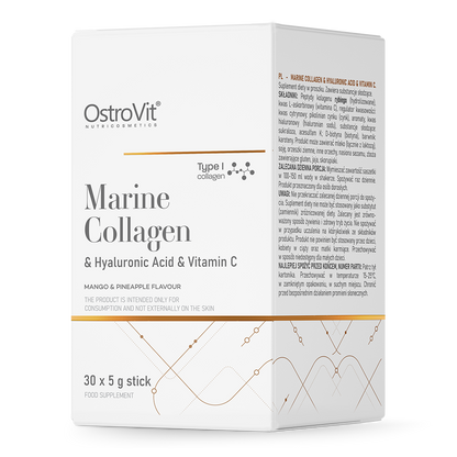 Marine Collagen + Hyaluron + Vit C – 30 sticks, Mango‑ananas | OstroVit