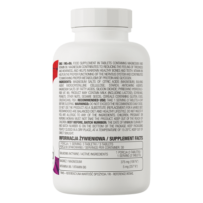 Mg + B6 – 90 tabletten, 375 mg magnesium + 5 mg B6 per dag | OstroVit