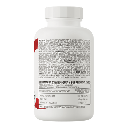 MgZB – magnesium, zink & B6 – 90 tabletten | OstroVit