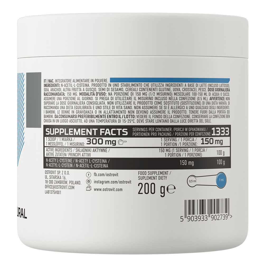 NAC | N-acetyl-L-cystein | 200 g | Supreme Pure Natural | OstroVit