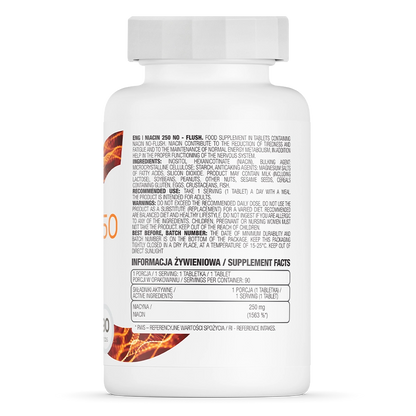 Niacin 250 NO‑FLUSH – 90 tabletten, Vitamine B3 (inositol‑hexanicotinaat) | OstroVit