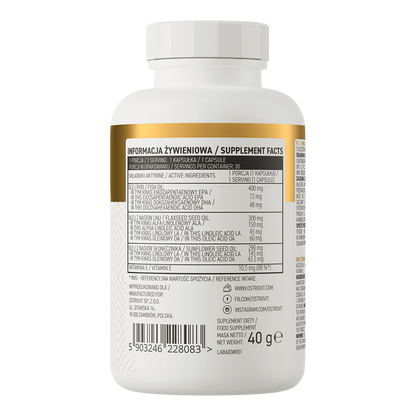 Omega 3-6-9 – 30 Weichkapseln, mit Vitamin E | OstroVit