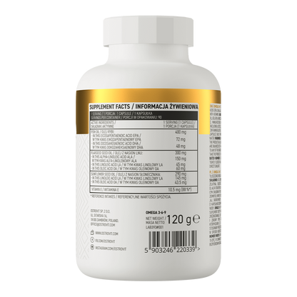 Omega 3‑6‑9 – 90 softgels, EPA & DHA + ALA/LA + Vitamine E | OstroVit