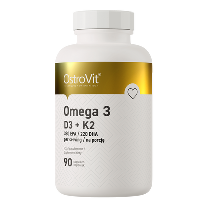 Omega‑3 D3+K2 – 90 softgels, 330 mg EPA + 220 mg DHA, D3 2000 IE | OstroVit