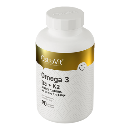 Omega‑3 D3+K2 – 90 softgels, 330 mg EPA + 220 mg DHA, D3 2000 IE | OstroVit