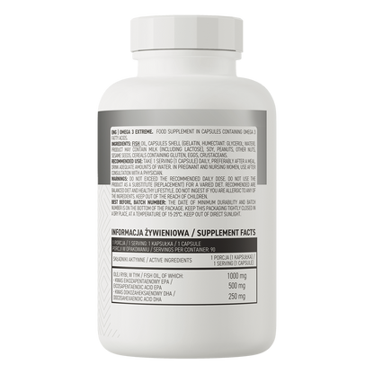 Omega‑3 Extreme – 90 softgels, 1000 mg visolie (EPA 500 mg, DHA 250 mg) | OstroVit