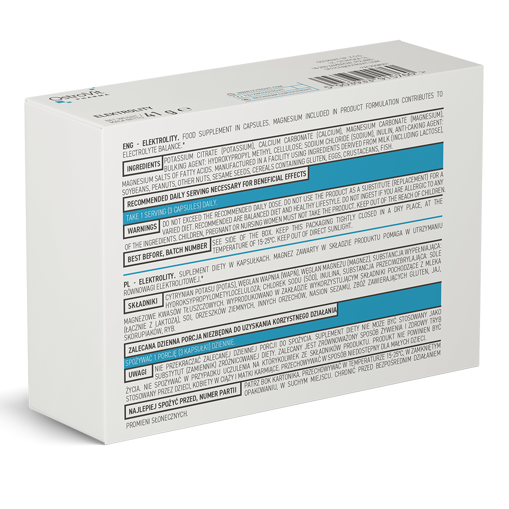 Electrolytes – 60 vegan capsules, K, Ca, Mg & Na | OstroVit Pharma