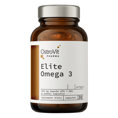 Elite Omega-3 – 30 Weichkapseln, 1000 mg Fischöl (EPA 330 mg, DHA 220 mg) + 2 mg Vitamin E | OstroVit Pharma