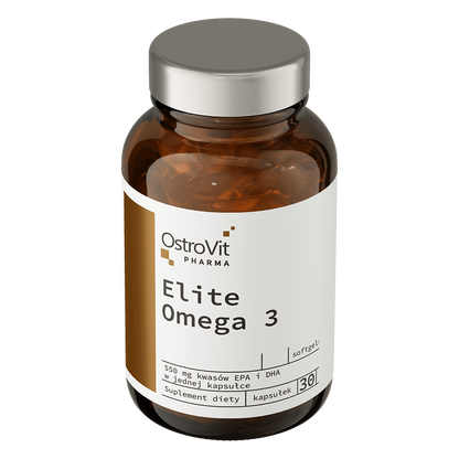 Elite Omega-3 – 30 Weichkapseln, 1000 mg Fischöl (EPA 330 mg, DHA 220 mg) + 2 mg Vitamin E | OstroVit Pharma