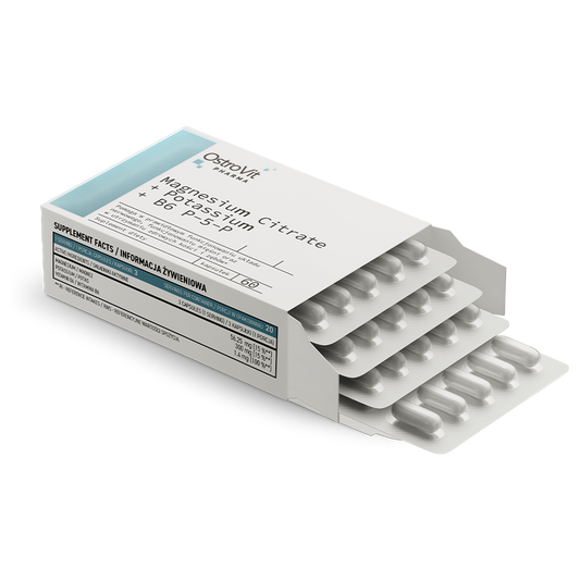 Magnesiumcitraat + Kalium + B6 P-5-P | 60 Capsules | OstroVit Pharma