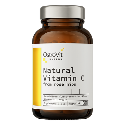Natürliches Vitamin C – 30 vegane Kapseln, Hagebuttenextrakt | OstroVit Pharma