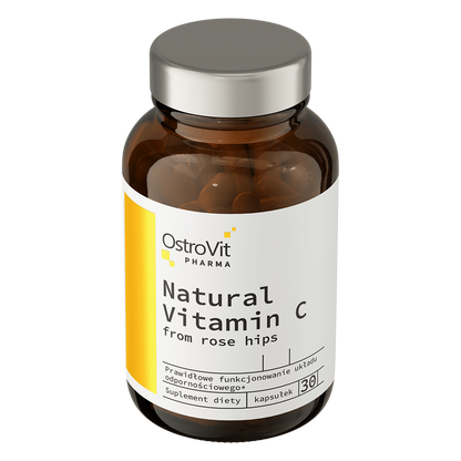 Natürliches Vitamin C – 30 vegane Kapseln, Hagebuttenextrakt | OstroVit Pharma