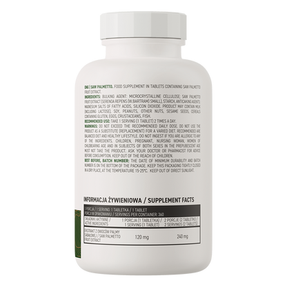 Saw Palmetto VEGE – 360 vegan tabletten, 120 mg per tablet | OstroVit
