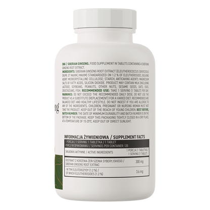 Siberian Ginseng VEGE – 120 tabletten, 300 mg (1,2% eleutherosiden) | OstroVit