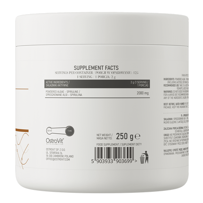 Spirulina – 250 g pulver, 125 portioner, 100% spirulina | OstroVit