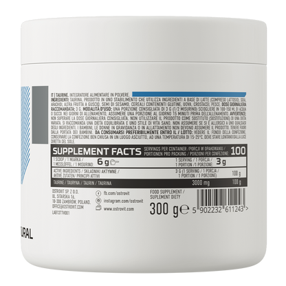 Taurine – 300 g poeder, 3 g per portie, 100 porties | OstroVit