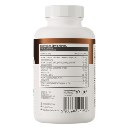 Triple Ginseng VEGE – 90 vegan capsules, 1 per dag | OstroVit