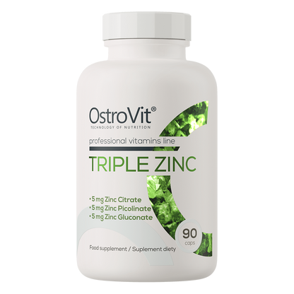 Triple Zinc – 90 capsules, 15 mg zink (gluconaat, picolinaat, citraat) | OstroVit