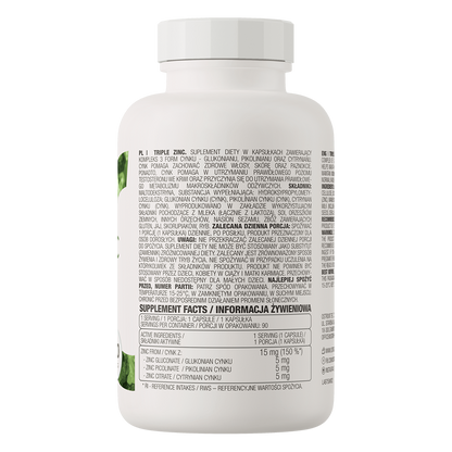 Triple Zinc – 90 capsules, 15 mg zink (gluconaat, picolinaat, citraat) | OstroVit