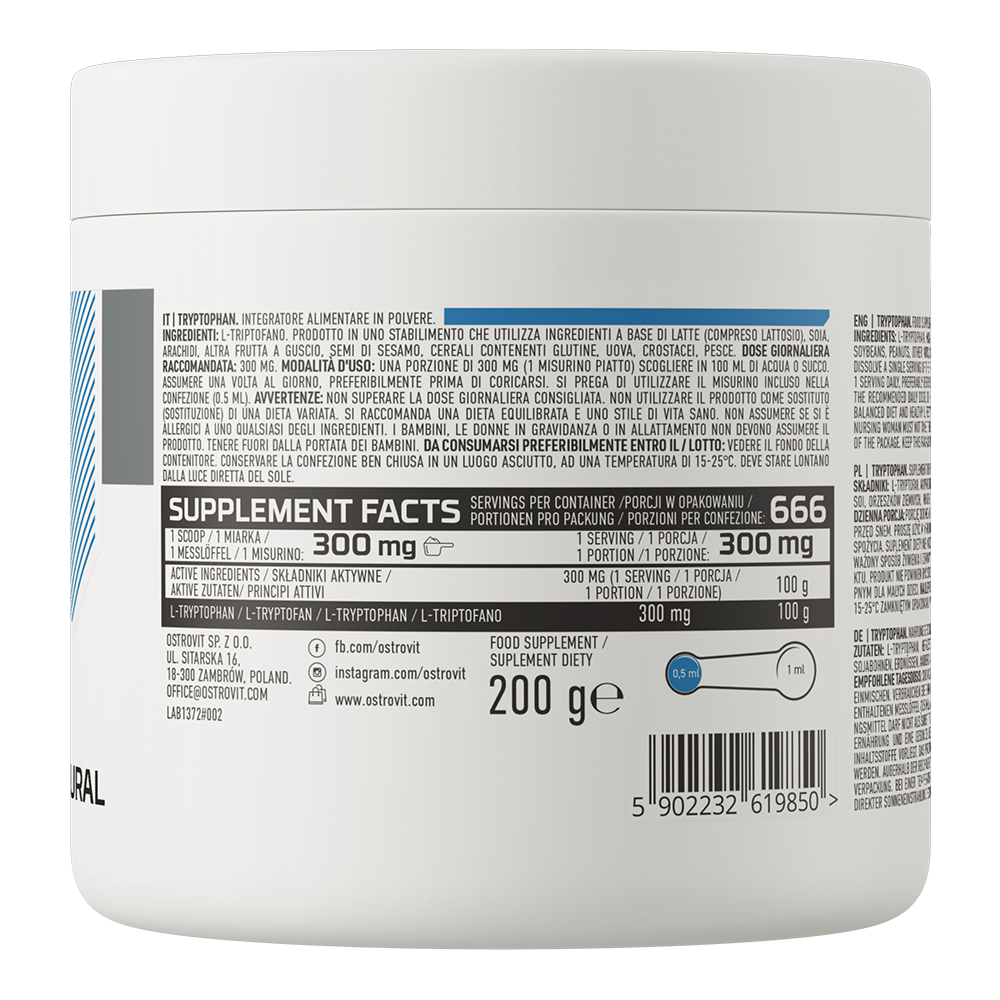 Tryptophan – 200 g poeder, 300 mg per portie | OstroVit