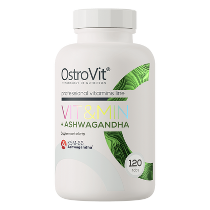 Vit&Min + Ashwagandha – 120 tabletten, Multivitaminen + KSM‑66® | OstroVit