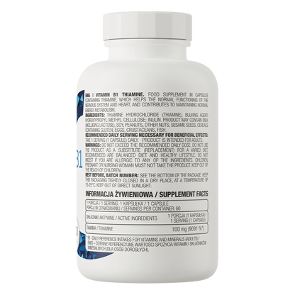 Vitamin B1 Thiamin – 60 vegane Kapseln, 100 mg | OstroVit