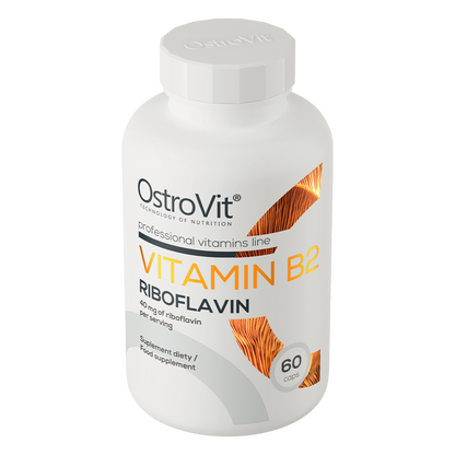 Vitamin B2 Riboflavin – 60 veganske kapsler, 40 mg pr. kapsel | OstroVit