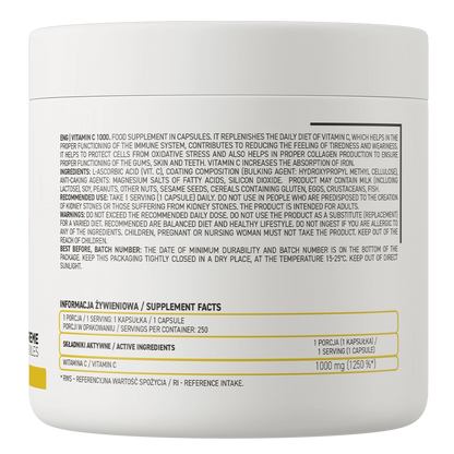 C-vitamin 1000 mg – 250 veganske kapsler, 1 om dagen | OstroVit