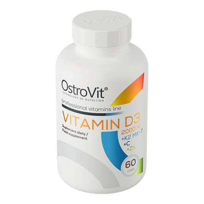 Multivitamine D3 2000 IU + K2 MK‑7 + C + Zn – 60 capsules, 4‑in‑1 | OstroVit