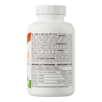 Multivitamine D3 2000 IU + K2 MK‑7 + C + Zn – 60 capsules, 4‑in‑1 | OstroVit