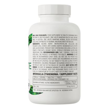 Zinc Picolinate – 150 tabletten, 15 mg zink | OstroVit