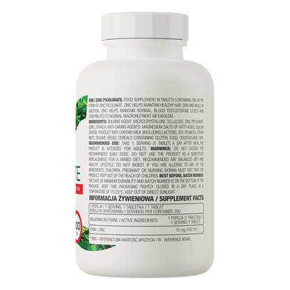 Zinc Picolinate – 200 tabletten, 15 mg zink per tablet | OstroVit
