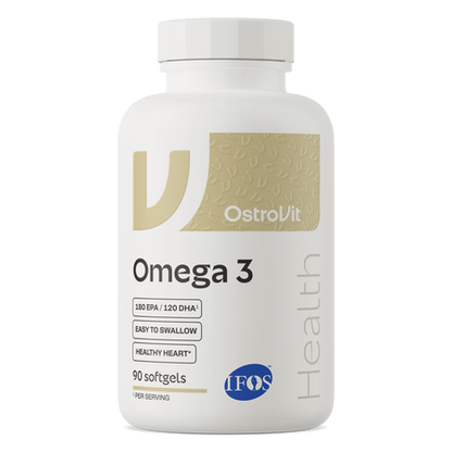 Omega-3-Fettsäuren, leicht zu schlucken – 90 Weichkapseln, kleine Kapseln | OstroVit