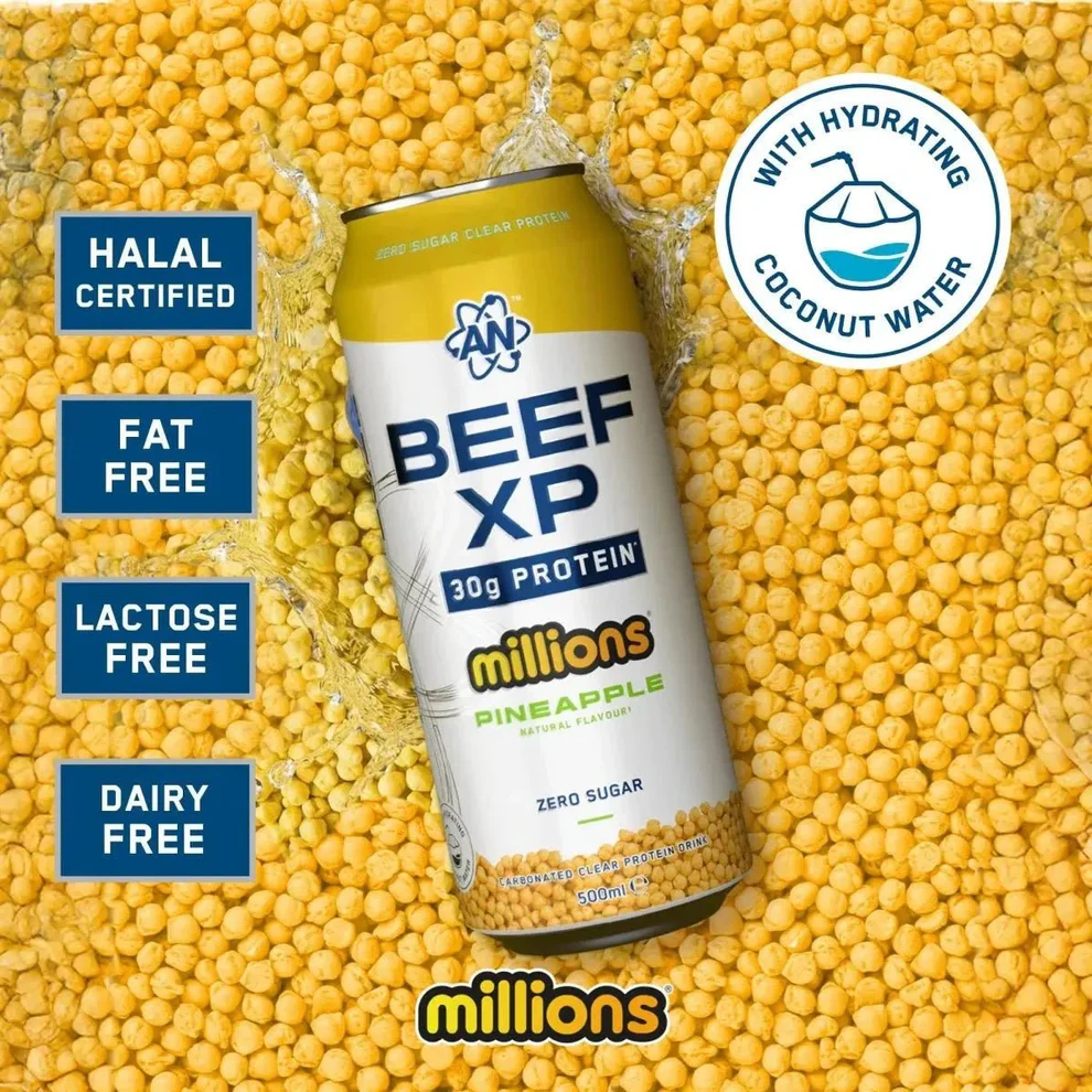 BEEF XP Carbonated Protein Drink 500ml Millions Pineapple