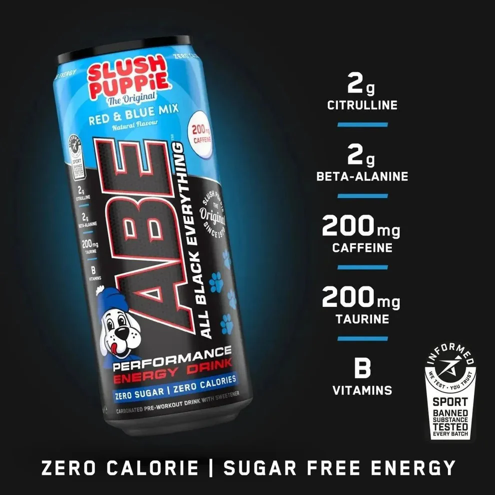 ABE Performance Can 330ml Slush Puppie Red & Blue