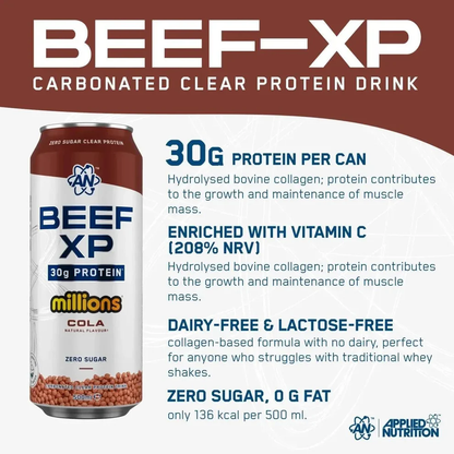 BEEF XP Carbonated Protein Drink 500ml Millions Cola
