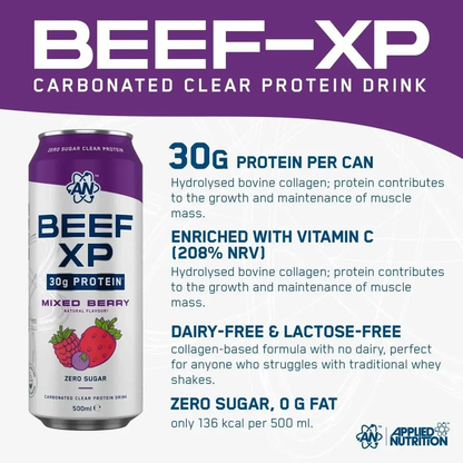 BEEF XP Carbonated Protein Drink 500ml Mixed Berry