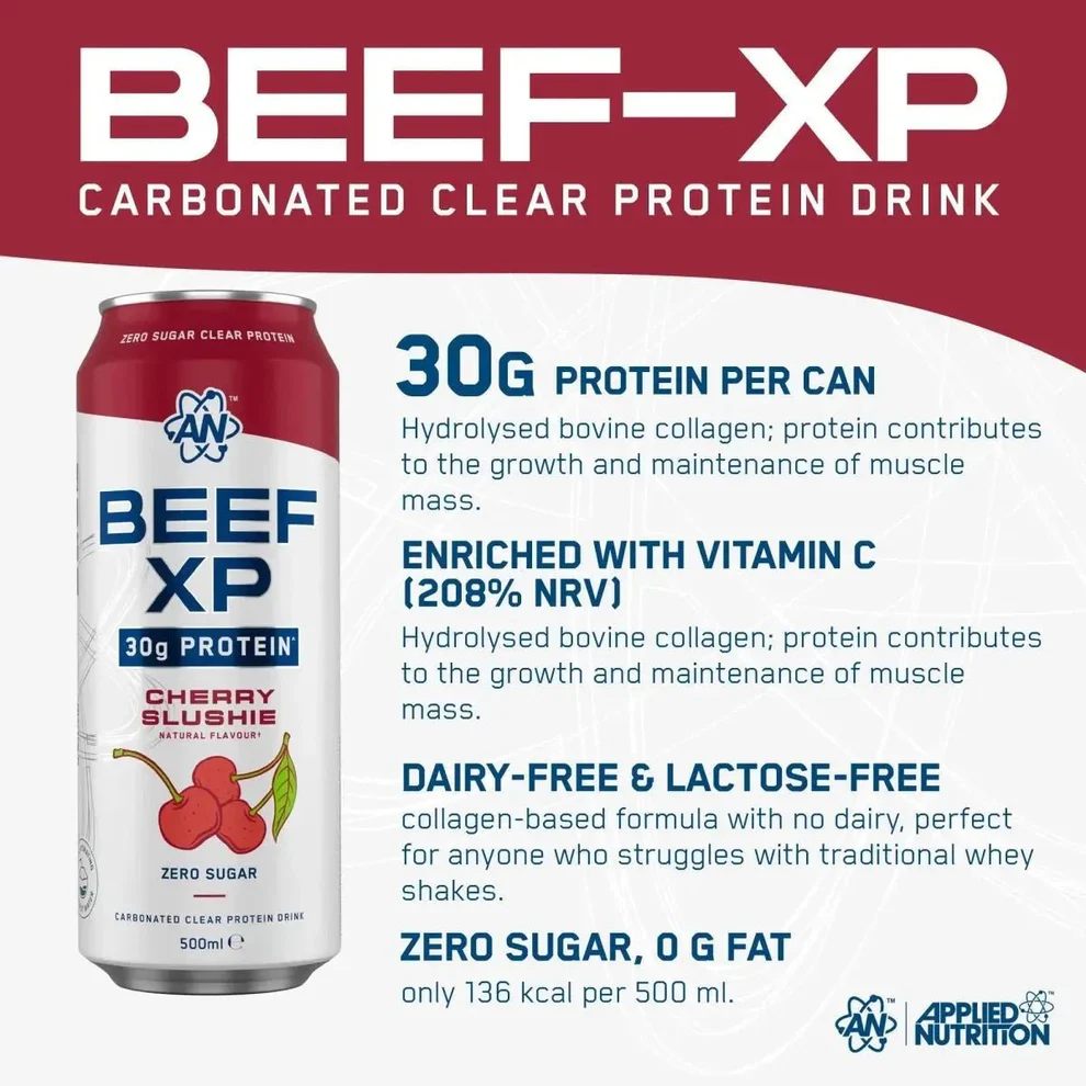 BEEF XP Carbonated Protein Drink 500ml Cherry Slushie