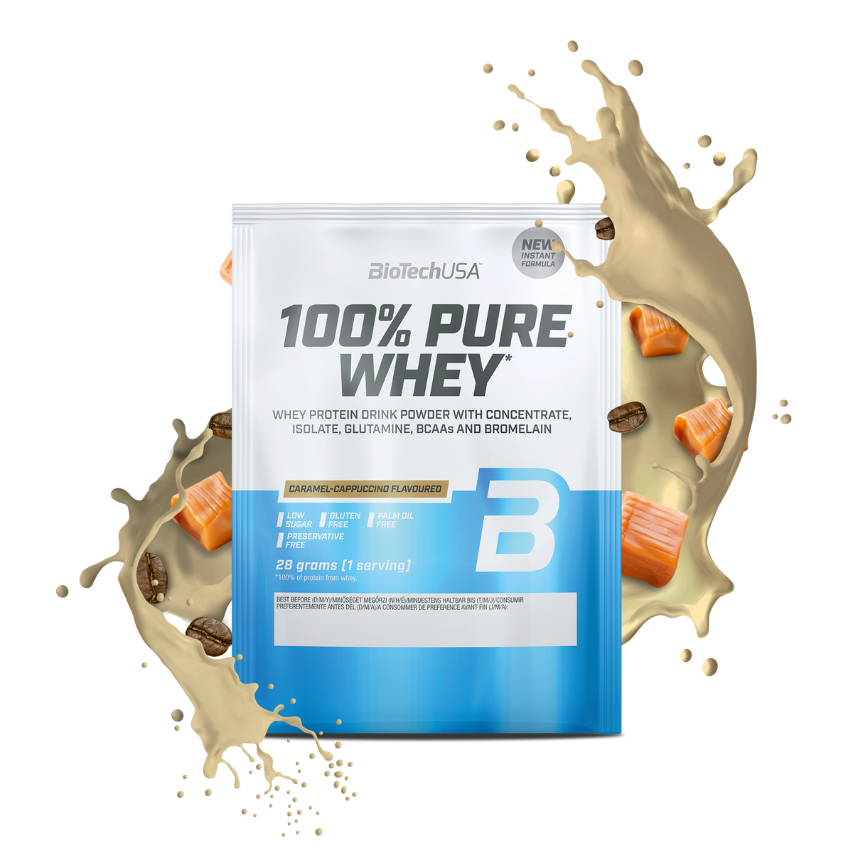 100% Pure Whey 28g sachet Karamel-Cappuccino